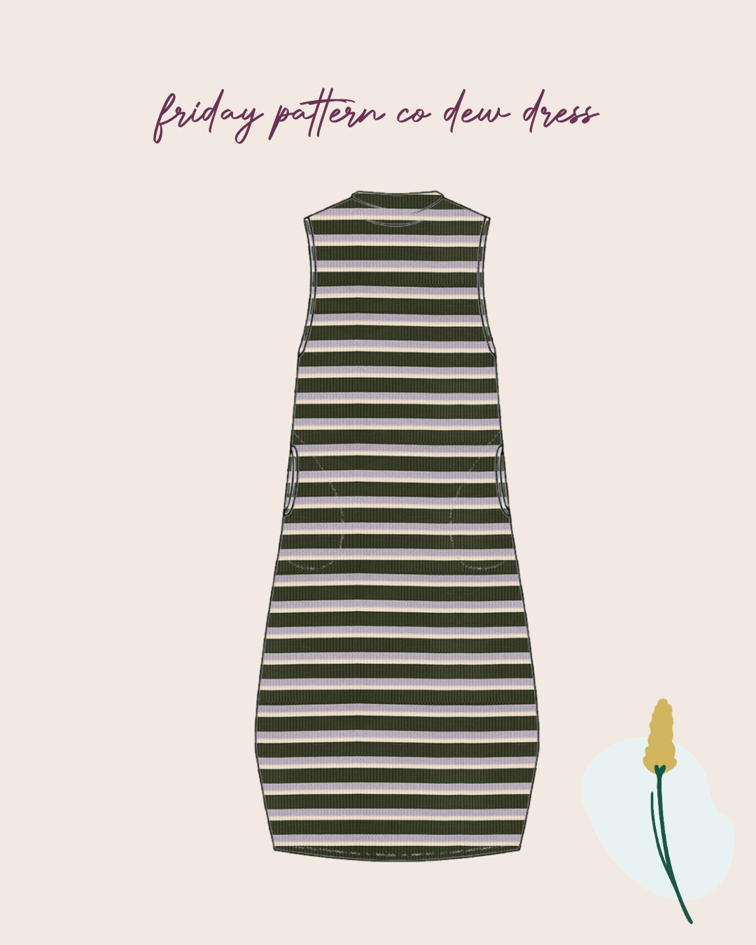 Sewing Kit - Friday Pattern Co Dew Top or Dress Sewing Kit in Derby Rib Knit Jersey