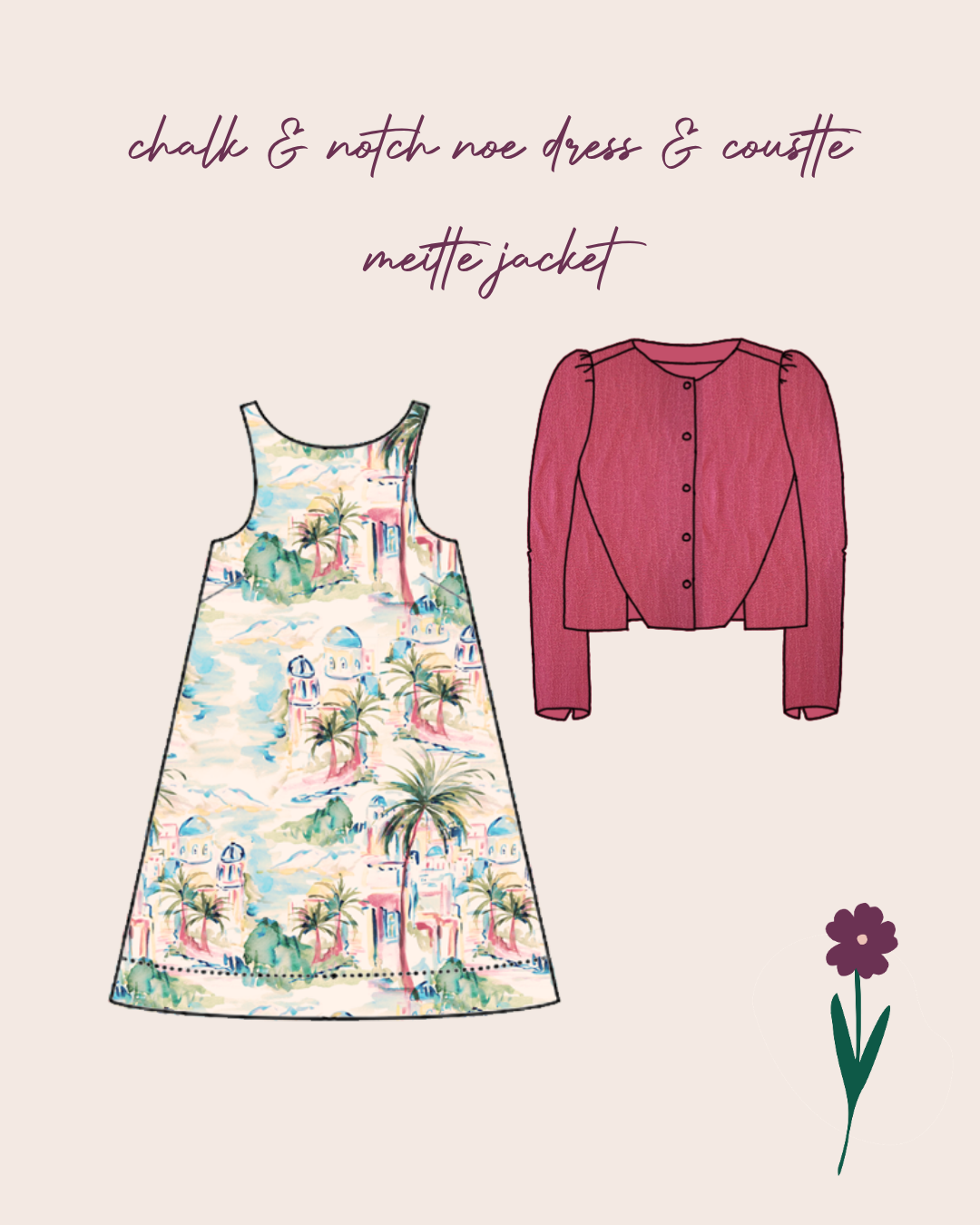Sewing Kit - Noe Top & Dress in Riviera Landscape Summer Linen
