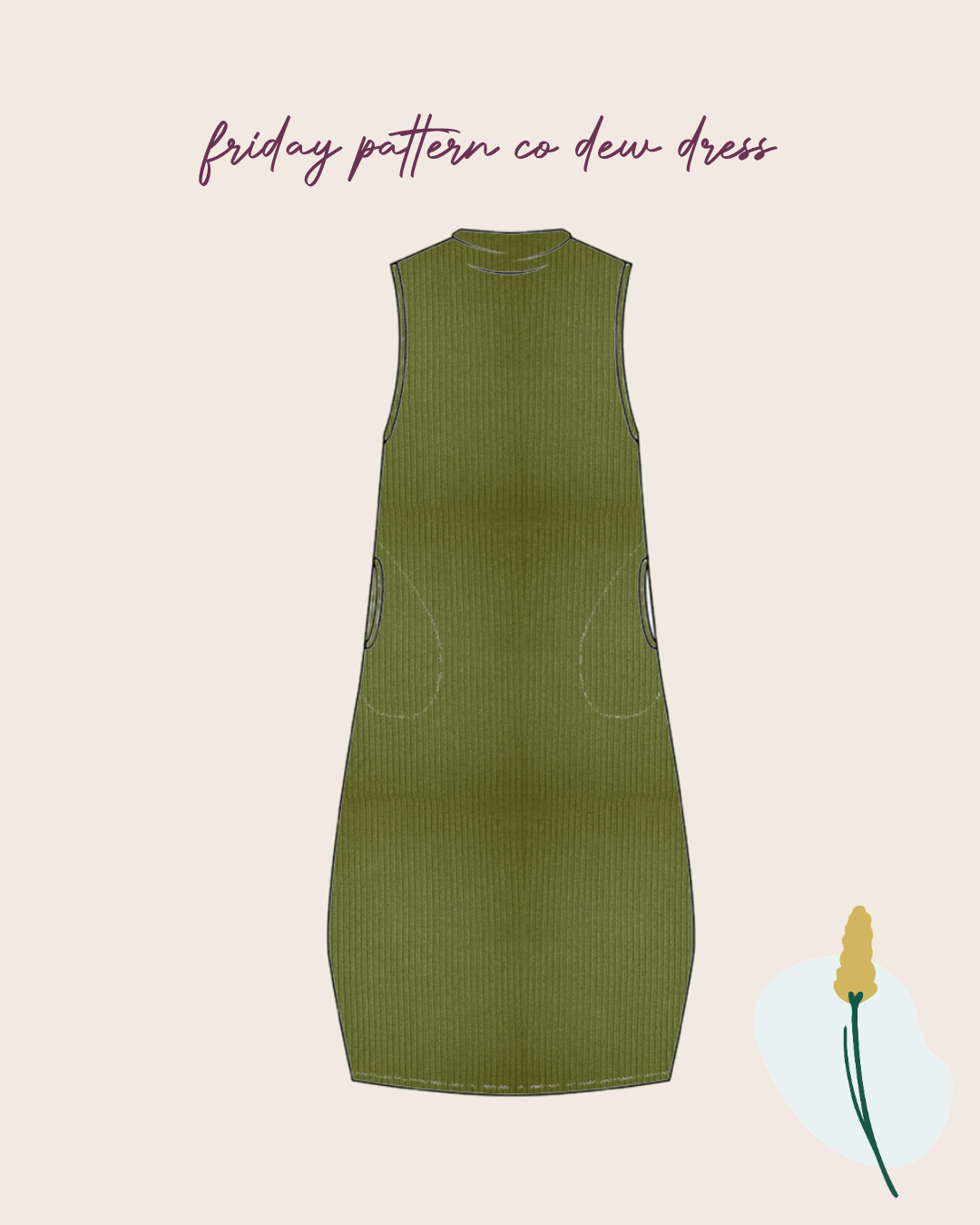Sewing Kit - Friday Pattern Co Dew Top or Dress Sewing Kit in Derby Rib Knit Jersey