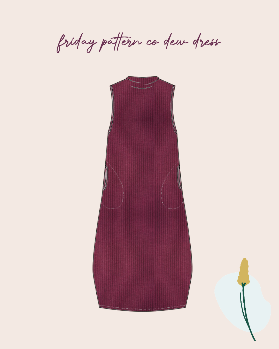Sewing Kit - Friday Pattern Co Dew Top or Dress Sewing Kit in Derby Rib Knit Jersey