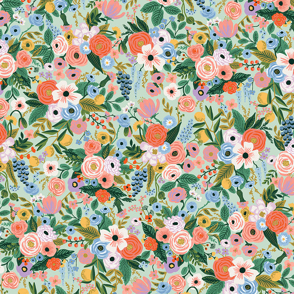 Rifle Paper Co -  Petite Garden Party in Mint Rayon Fabric