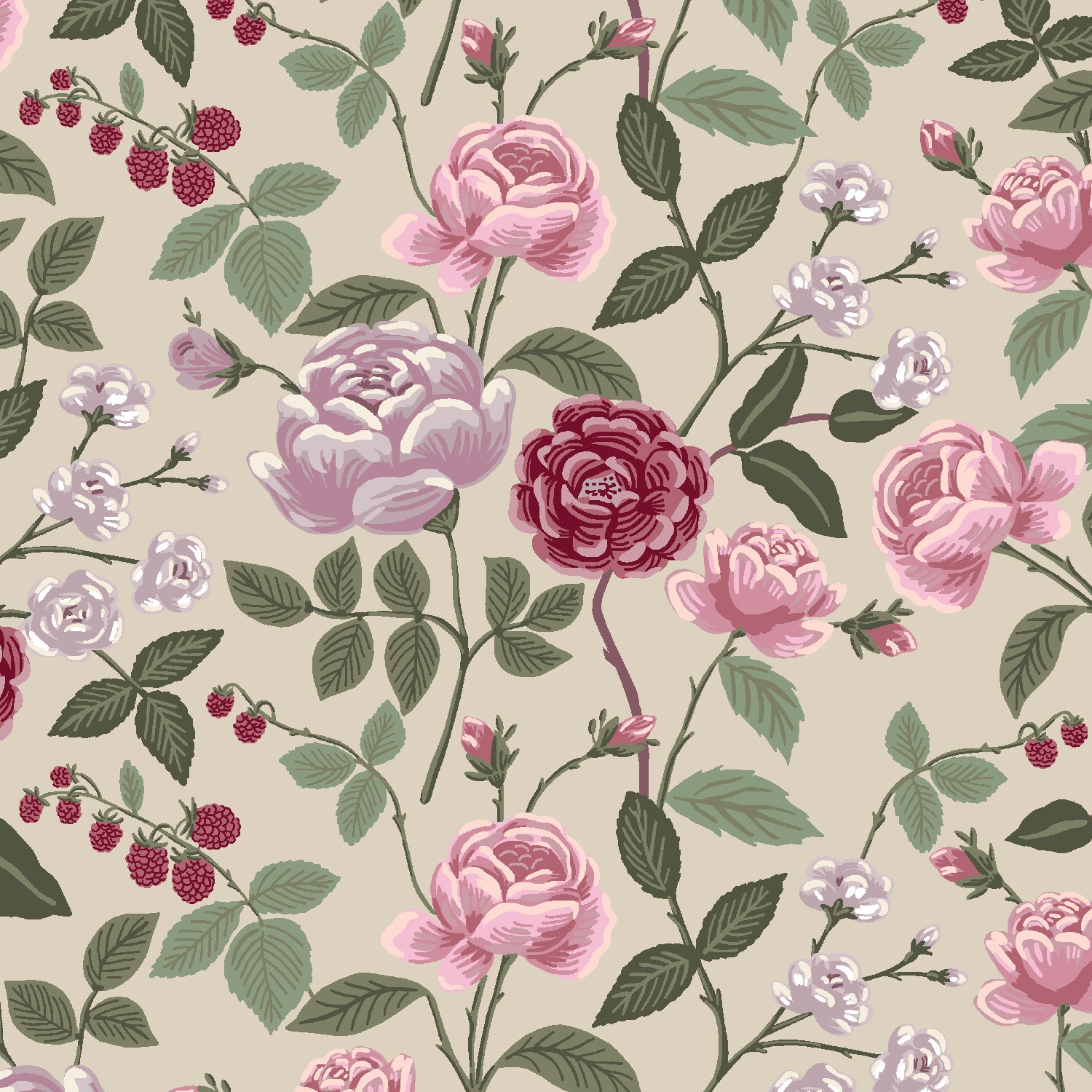 Rifle Paper Co - Roses in Plum Rayon from English Rose