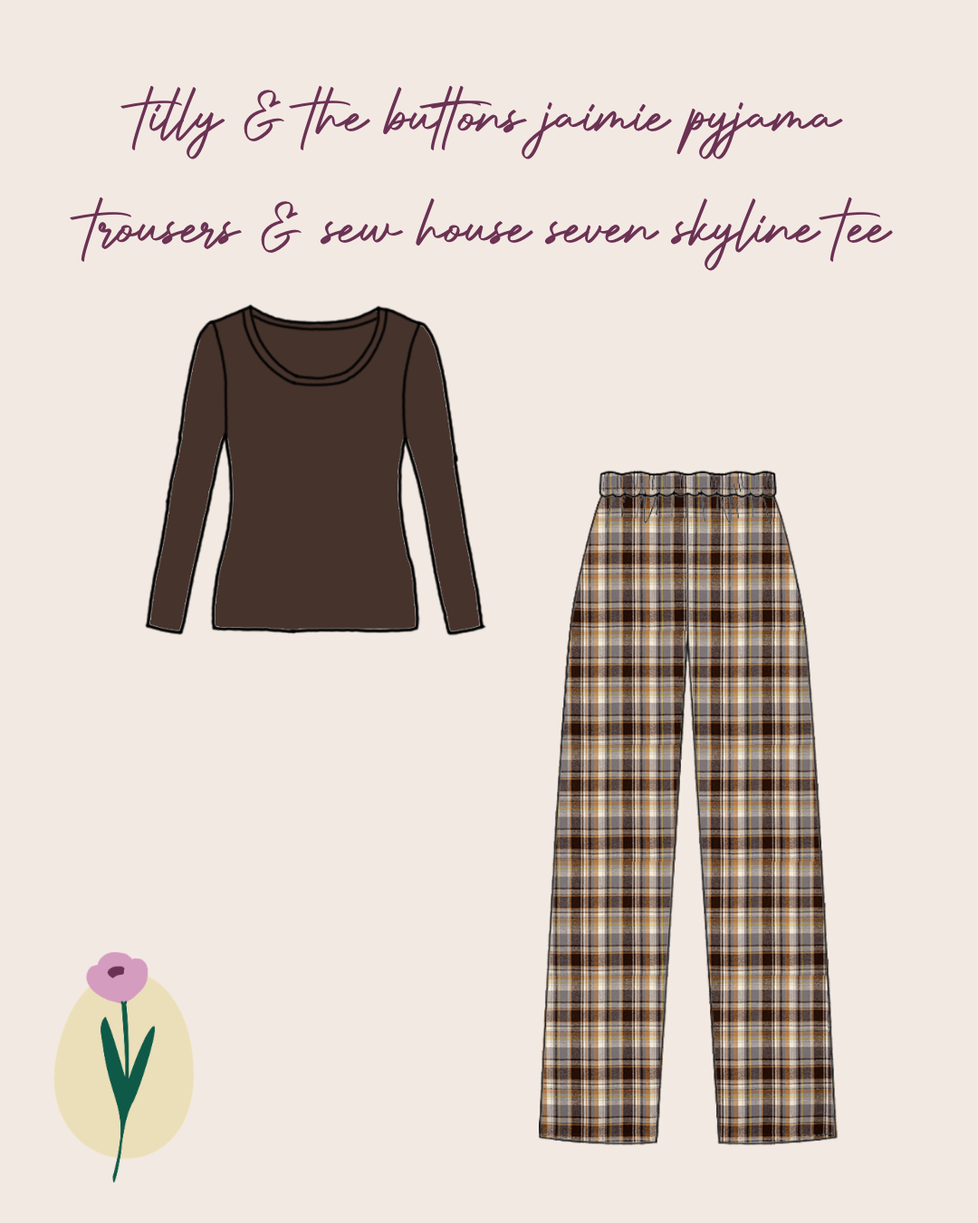 Limited Edition - Luxury Pyjama Kit with Plaid Brown Flannel and Jersey