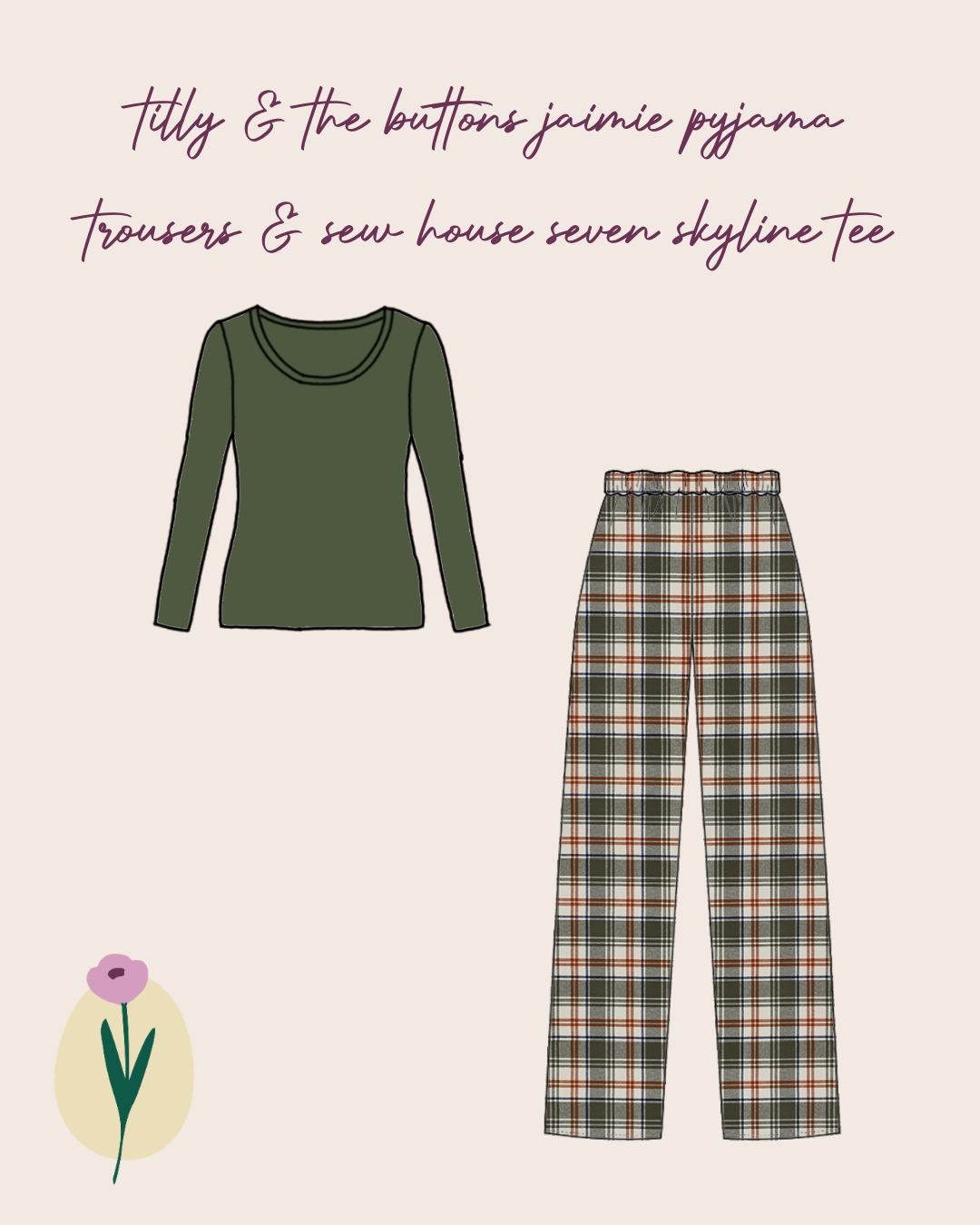 Limited Edition - Luxury Pyjama Kit with Check Olive & Rust Flannel and Jersey