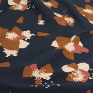 REMNANT 0.3 Metre - Églantine & Zoé - Anemone in Blue Ink Organic Cotton Jersey