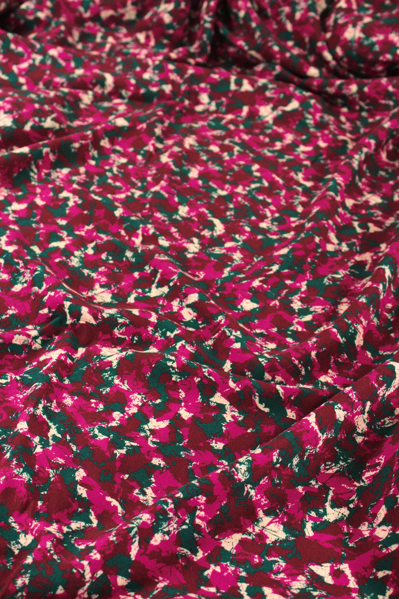 REMNANT 0.60 metre - Églantine & Zoé - Granite in Burgundy Viscose Fabric