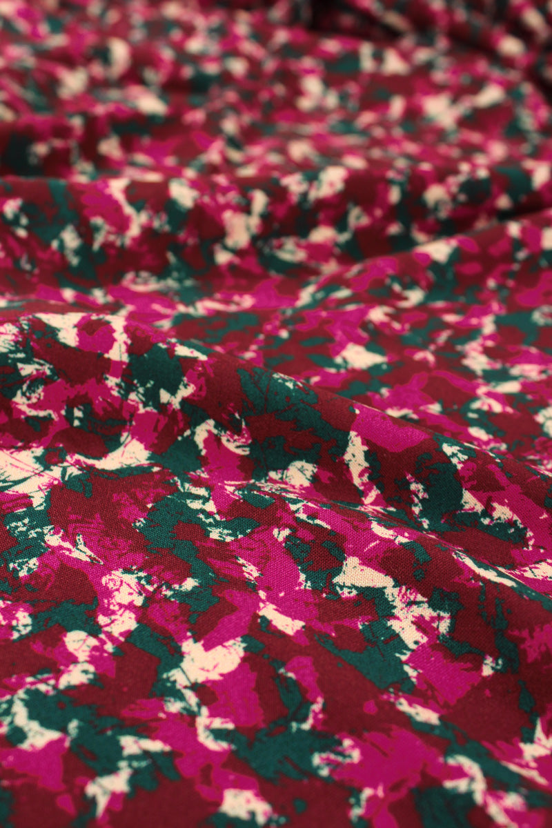 REMNANT 0.60 metre - Églantine & Zoé - Granite in Burgundy Viscose Fabric