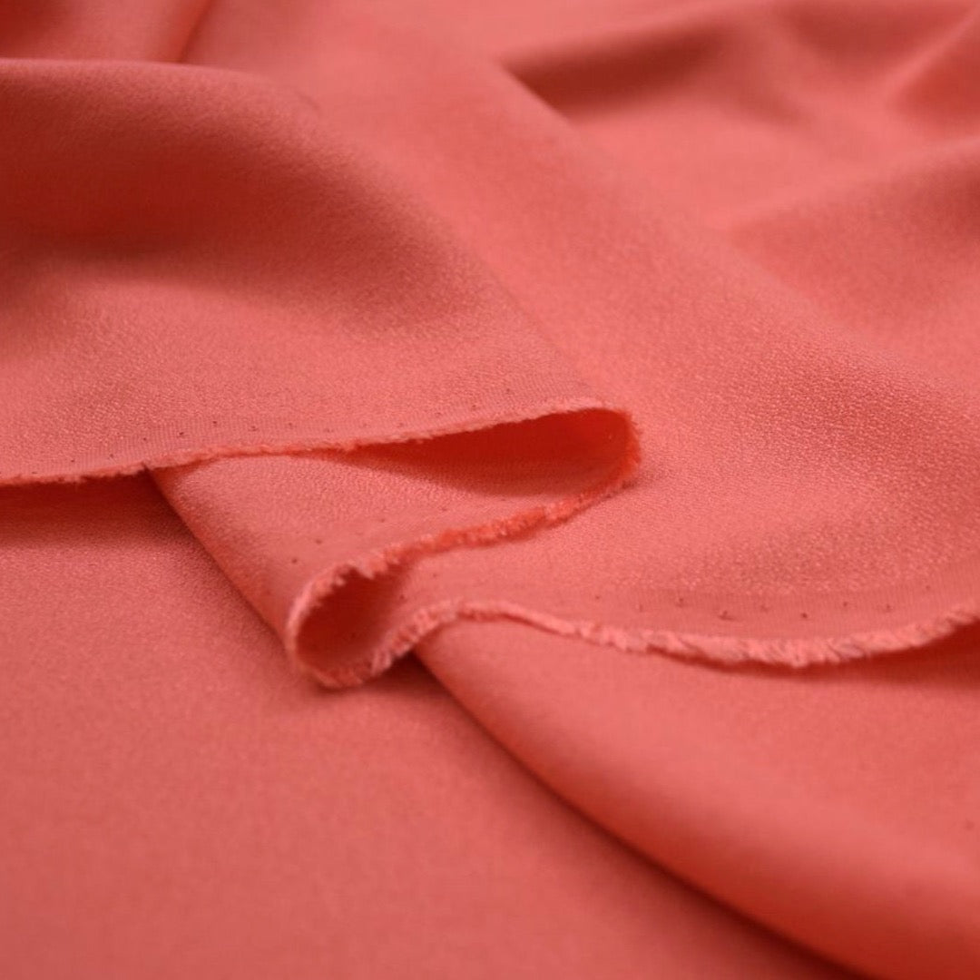 Cousette - Coral Solid Viscose Crepe Fabric