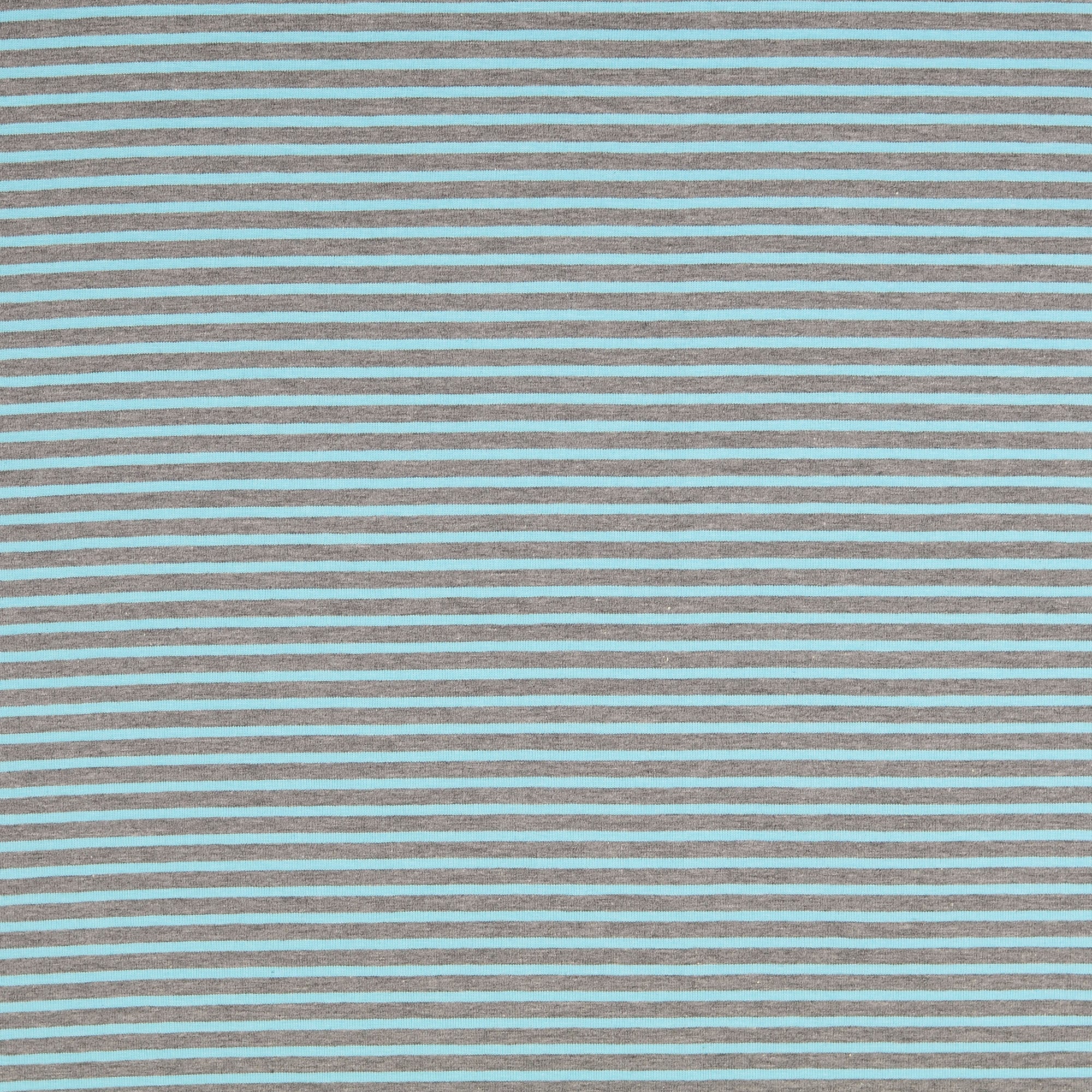 Grey with Sky Blue Small Stripe Cotton Jersey