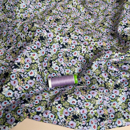 Ditsy Meadow Lilac Cotton Lawn Fabric