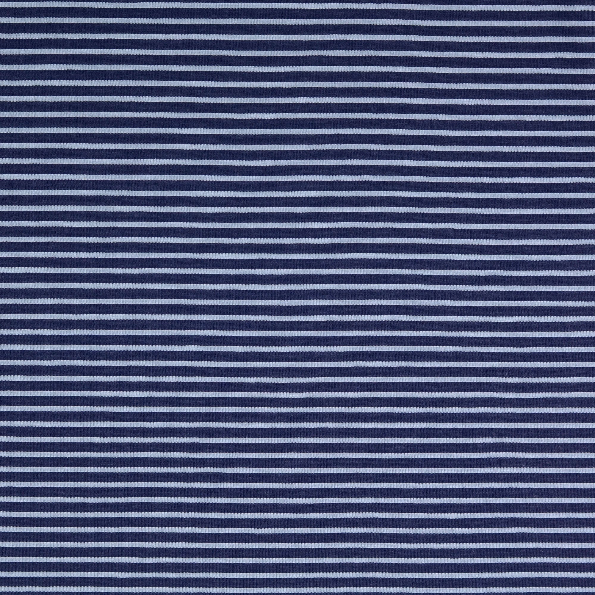 Navy With Baby Blue Small Stripe Cotton Jersey
