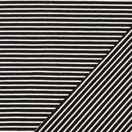 REMNANT 0.27 Metres - Black With White Small Stripe Cotton Jersey