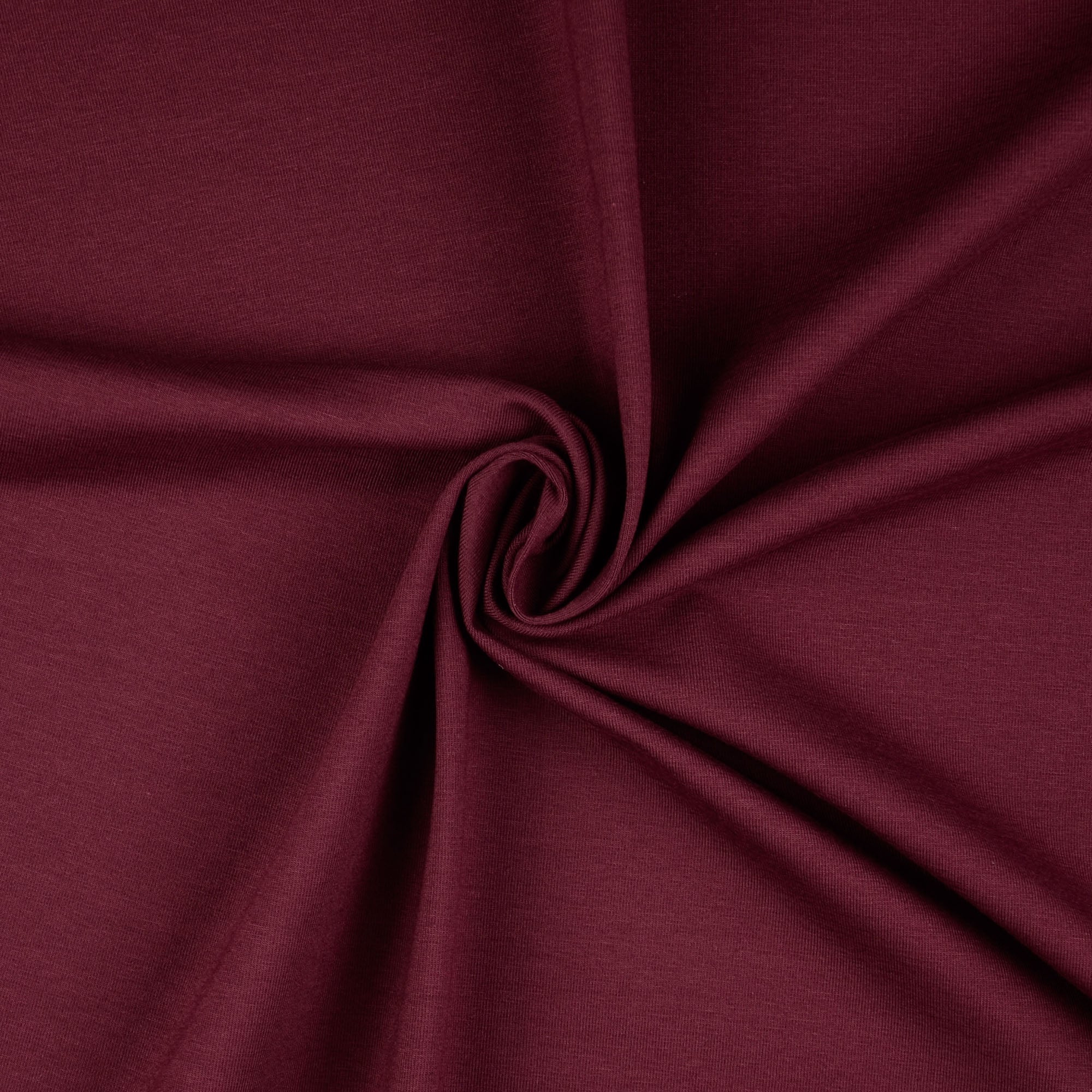 REMNANT 1.35 metres - Essential Chic Aubergine Plain Cotton Jersey Fabric WITH FAULT (pull lines at every 4cm)