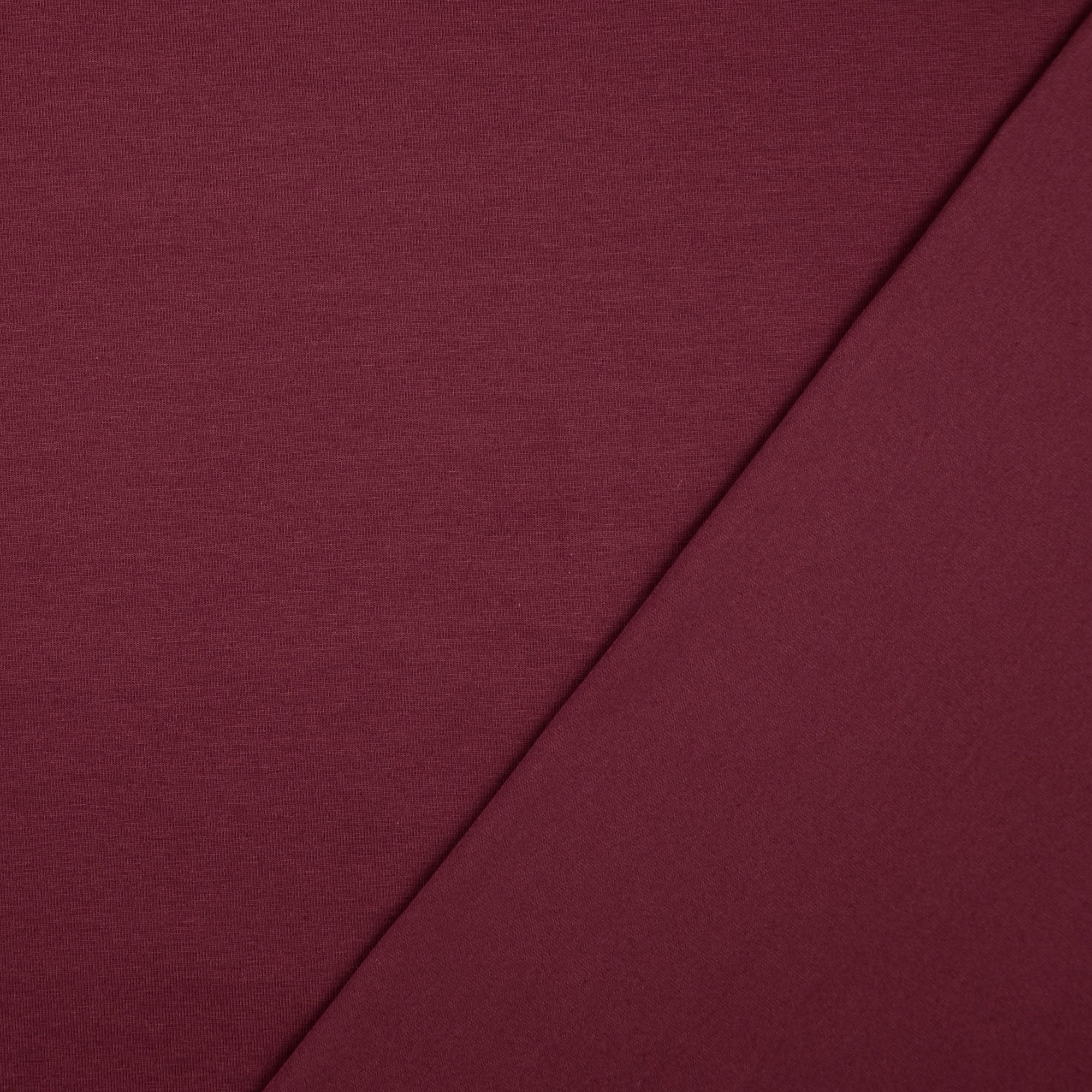 REMNANT 1.35 metres - Essential Chic Aubergine Plain Cotton Jersey Fabric WITH FAULT (pull lines at every 4cm)