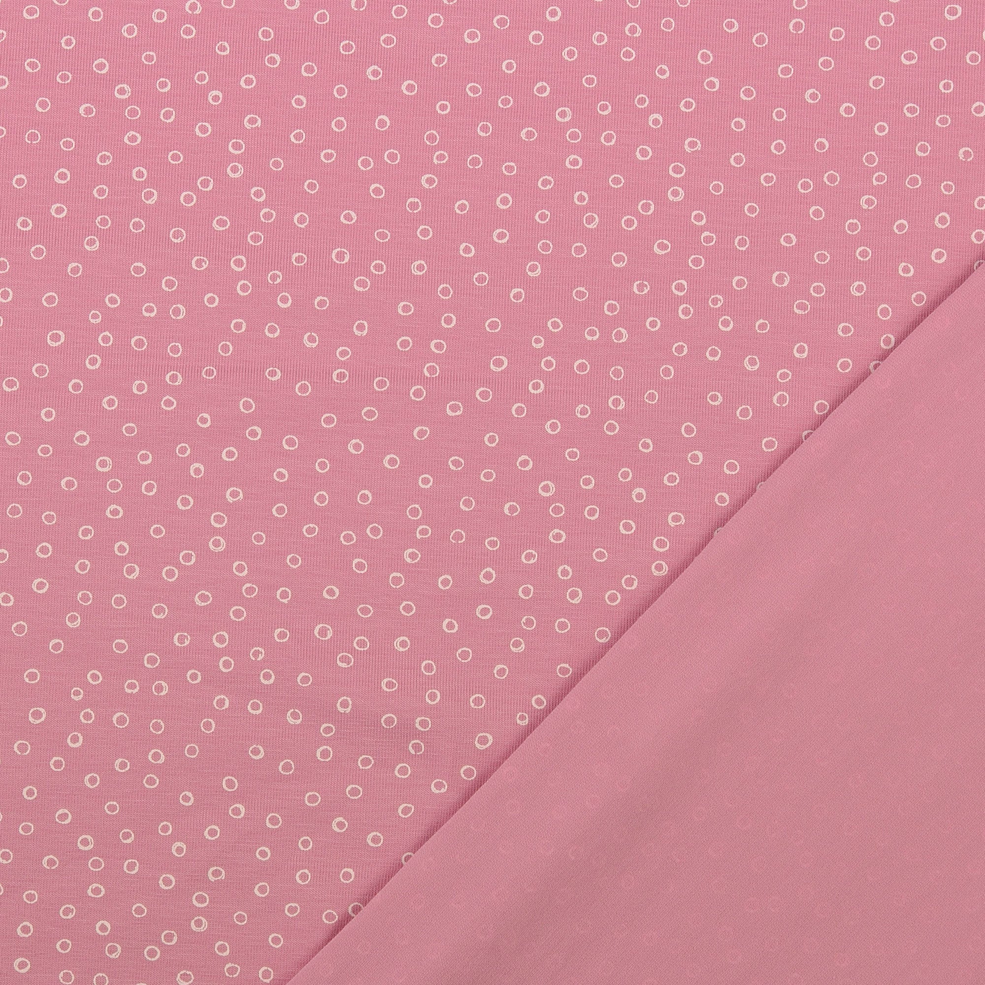 Doodle Circles Pink Cotton Jersey Fabric