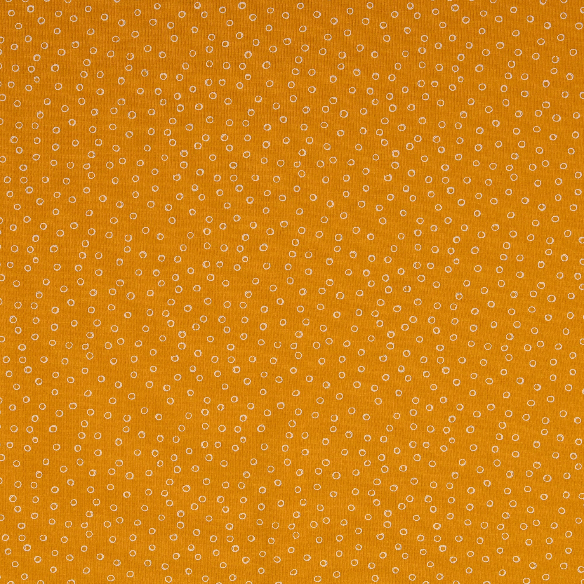 Doodle Circles Yellow Cotton Jersey Fabric