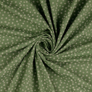REMNANT 2.23 Metres - Doodle Circles Green Cotton Jersey Fabric