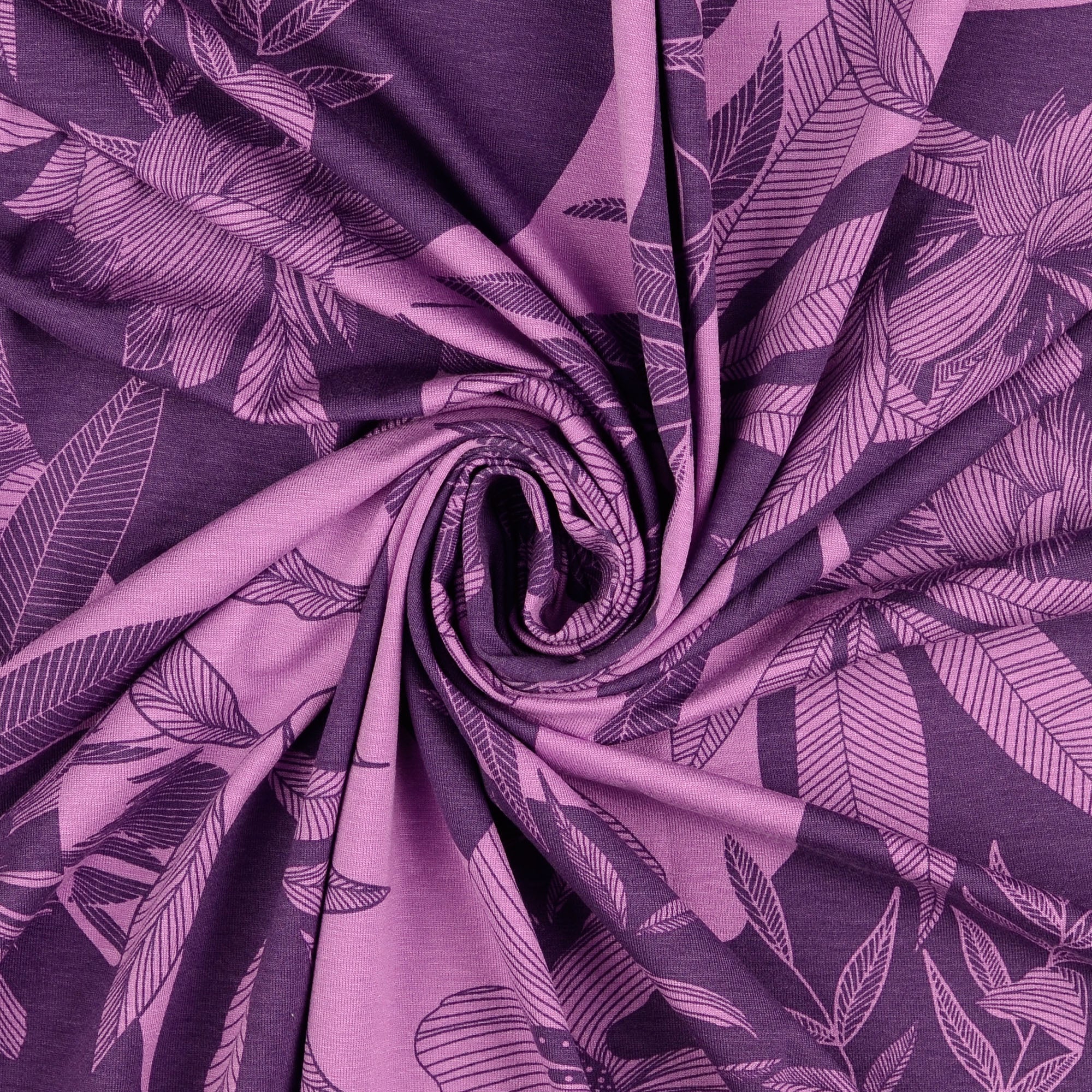 Monochrome Bouquet Lavender Herb Viscose Jersey Fabric