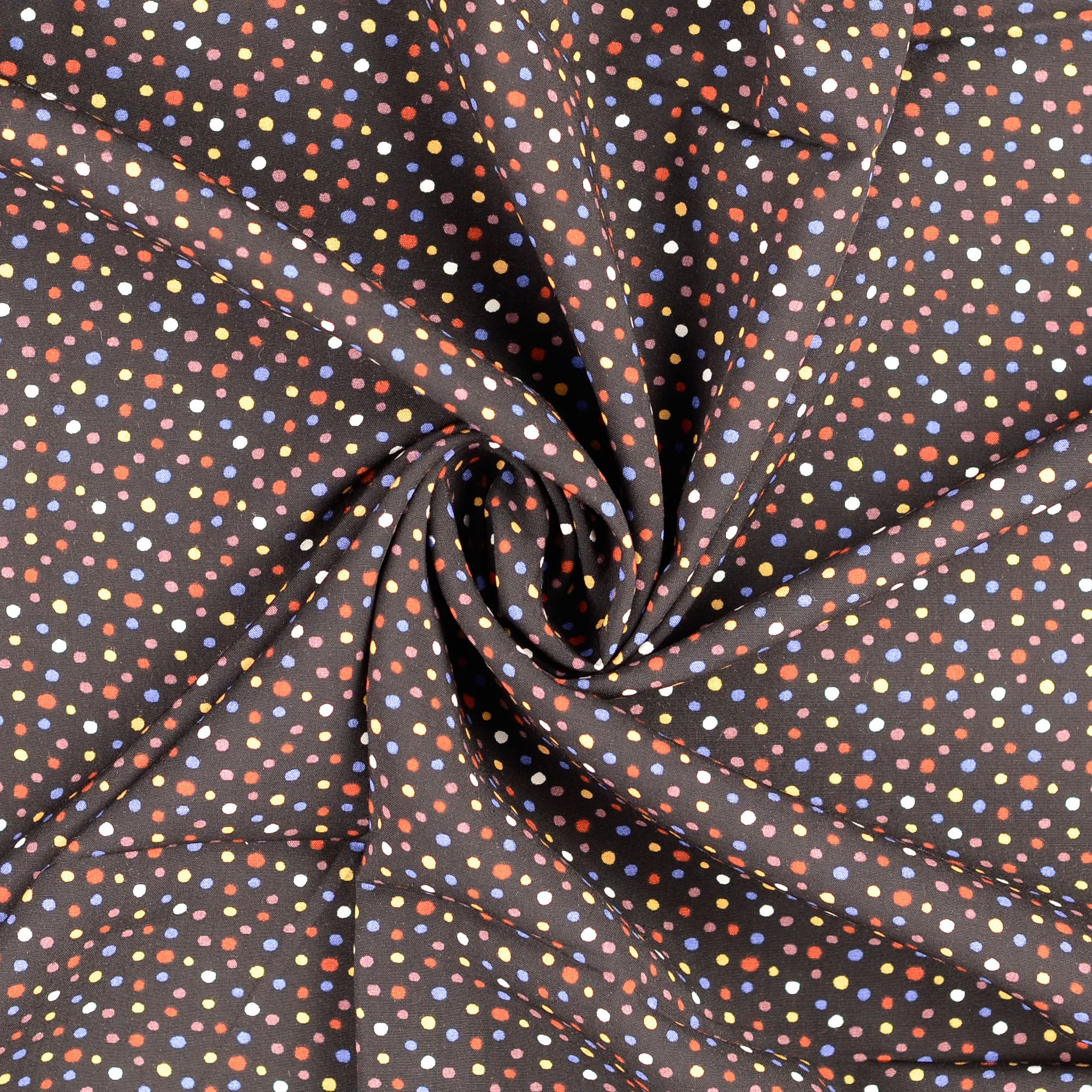 Polka Dot Night Viscose Poplin Fabric