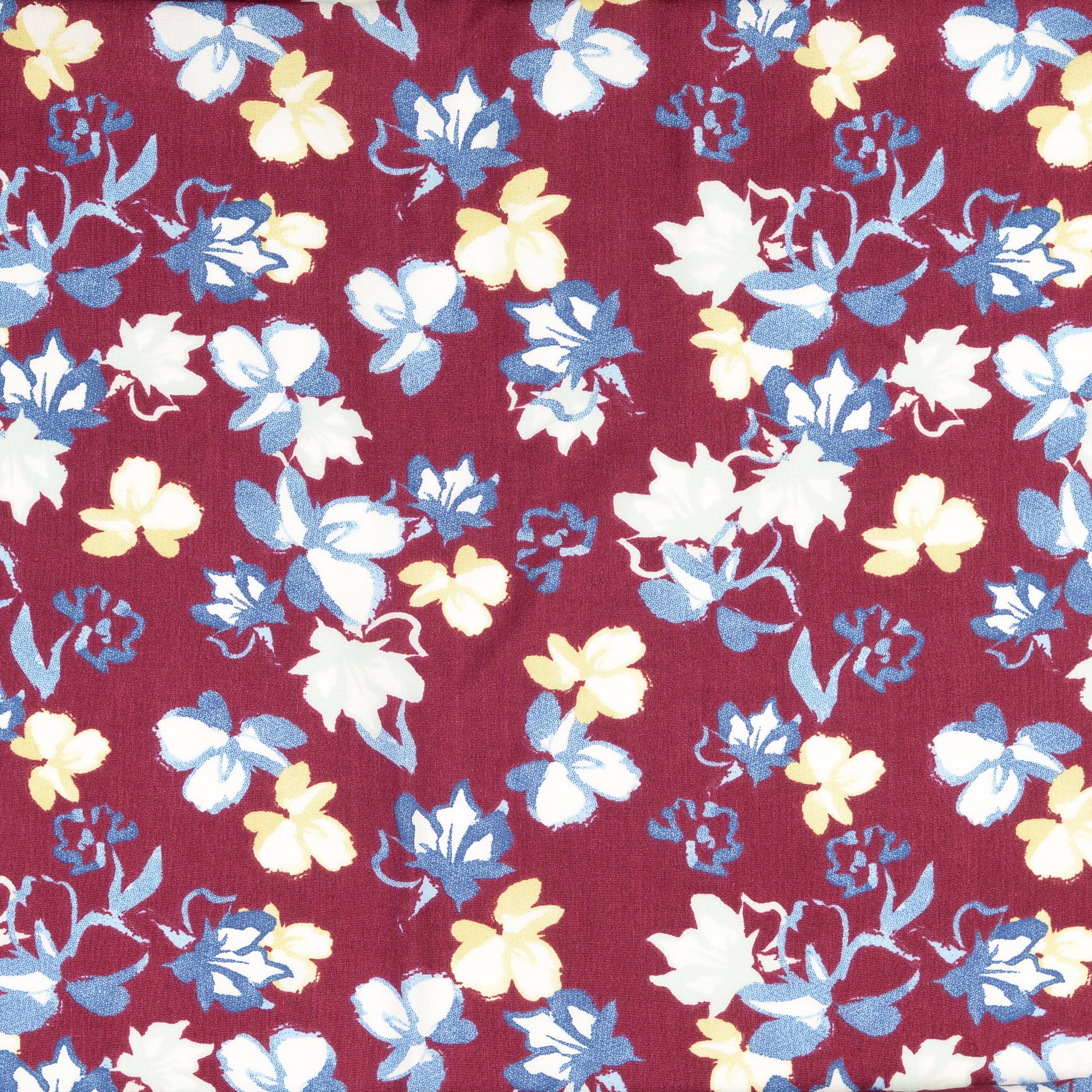 Colour Blooms Plum Viscose Poplin Fabric
