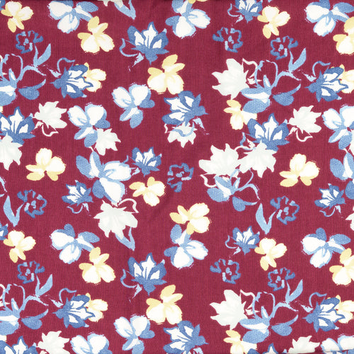 REMNANT 1.6 Metres - Colour Blooms Plum Viscose Poplin Fabric