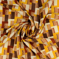 REMNANT 0.48 Metre - Geo Brown Viscose Poplin Fabric