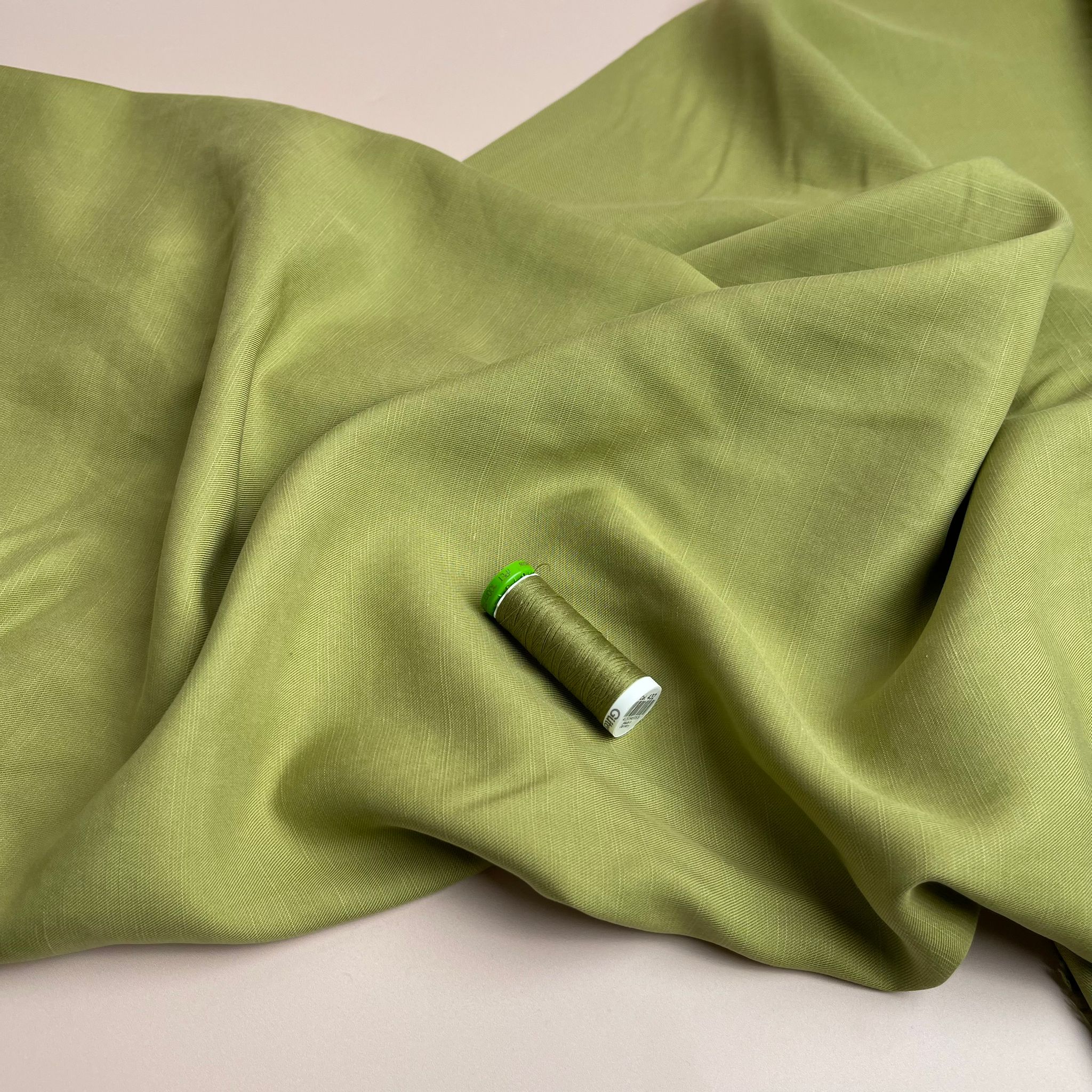 Olive Green Slub Linen with Tencel™ Fibres