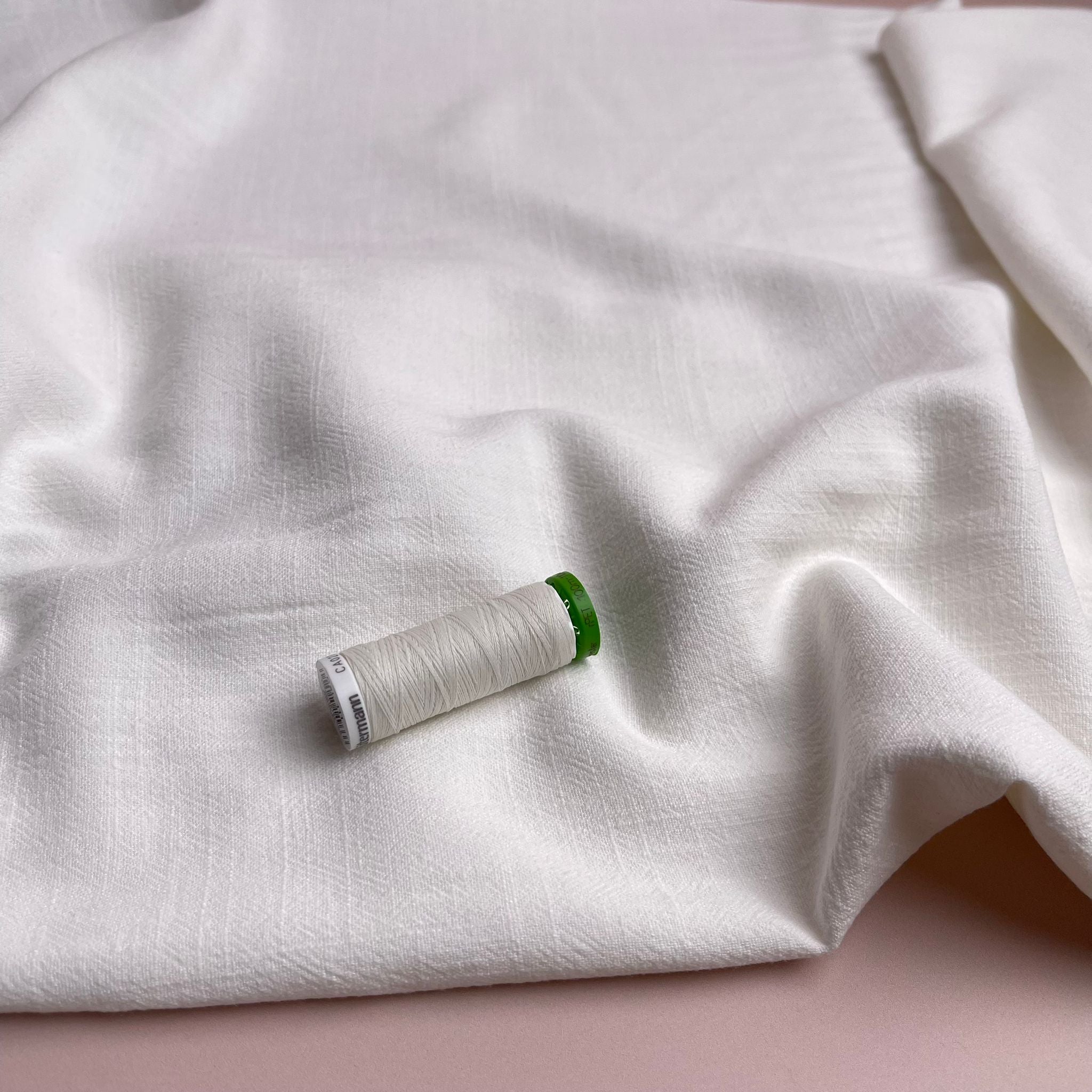 Flow Off-White Viscose Linen Blend Dress Fabric