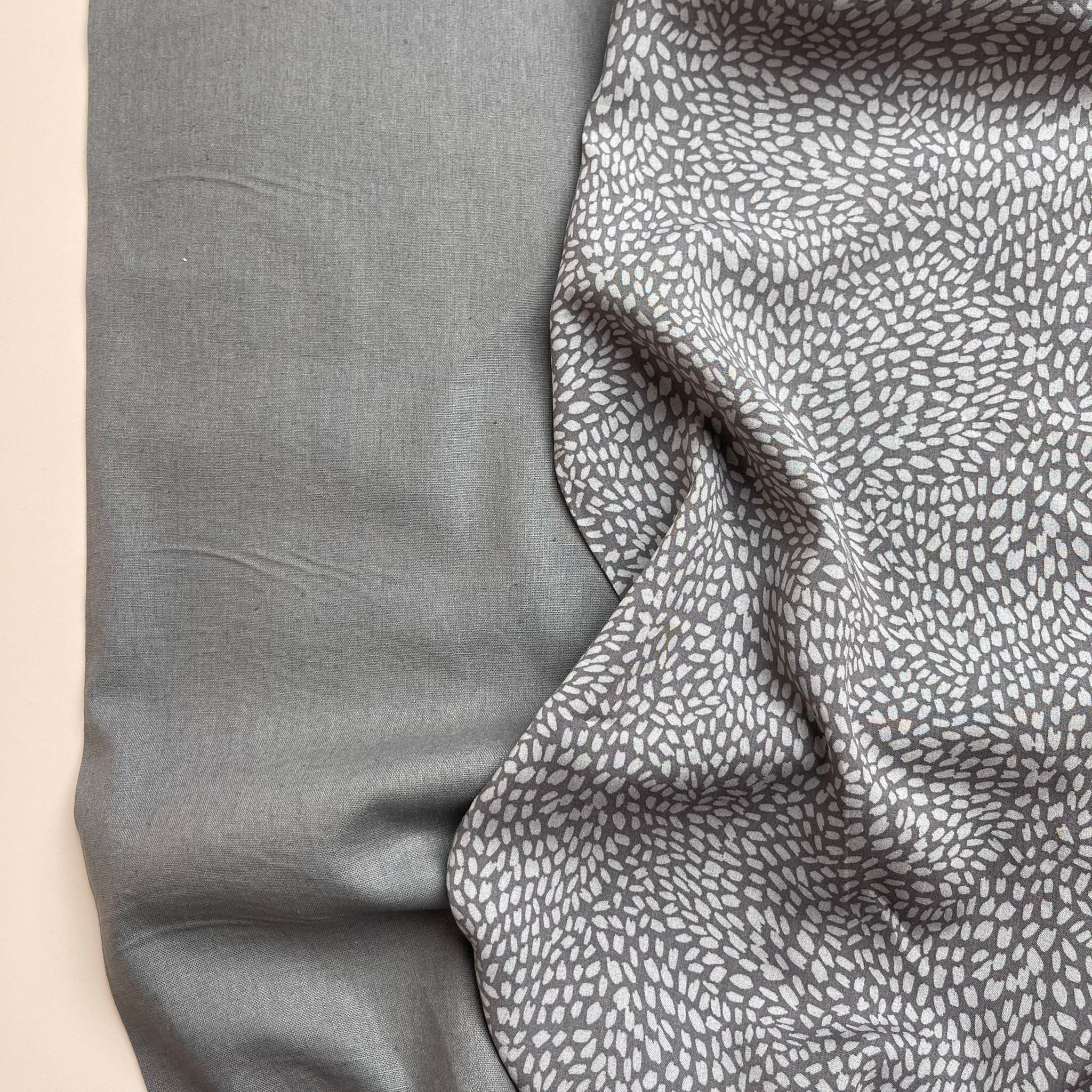 REMNANT 0.3 Metre - Dense Shapes in Taupe Viscose / Rayon Fabric
