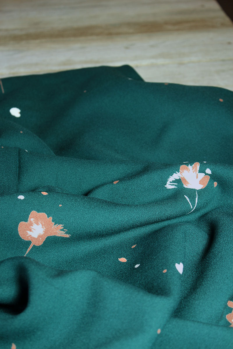 Églantine & Zoé - Windy Pine Green Viscose Crepe Fabric