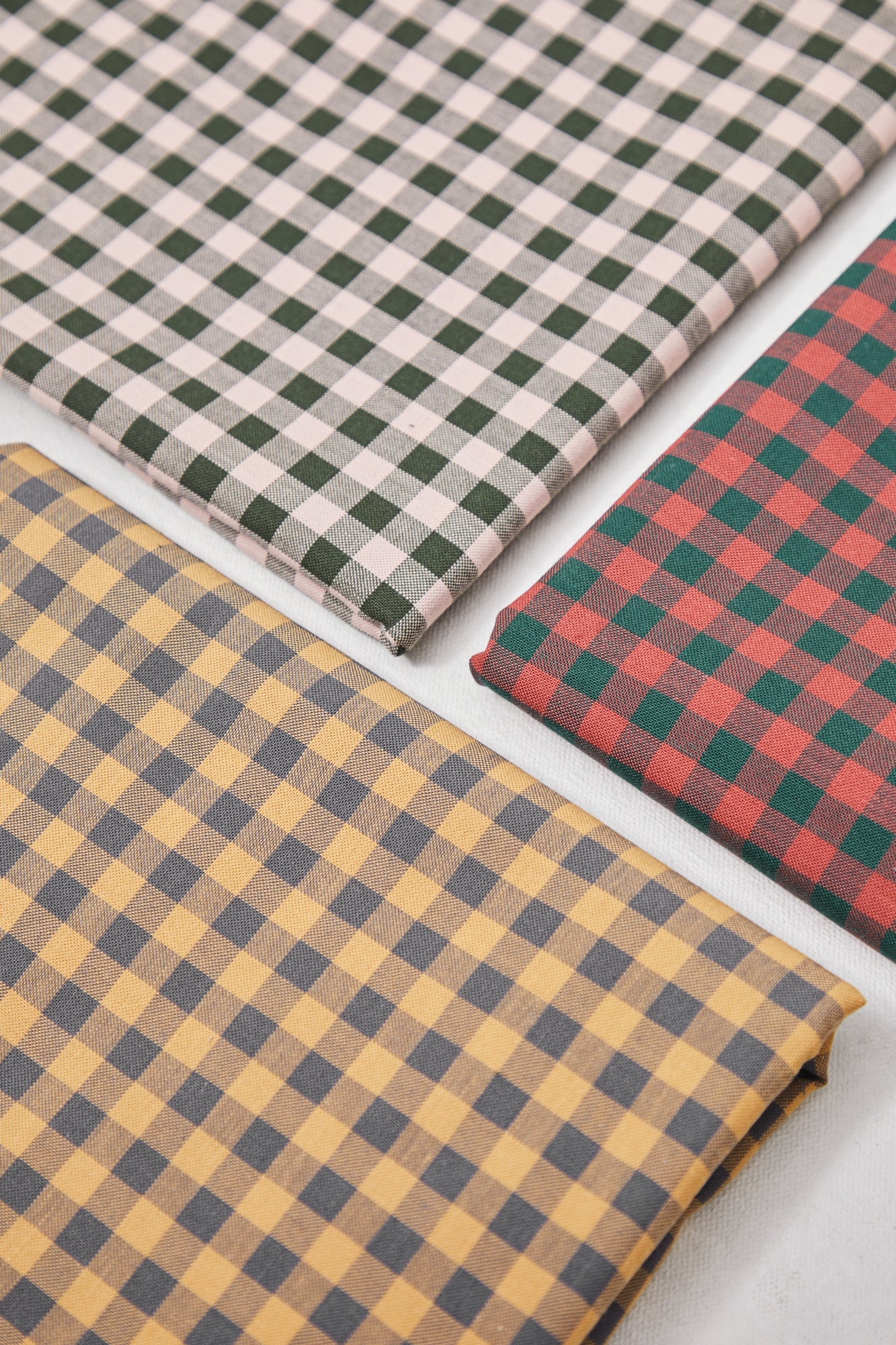 Organic Cotton Oxford Gingham - Coral Red / Bottle Green