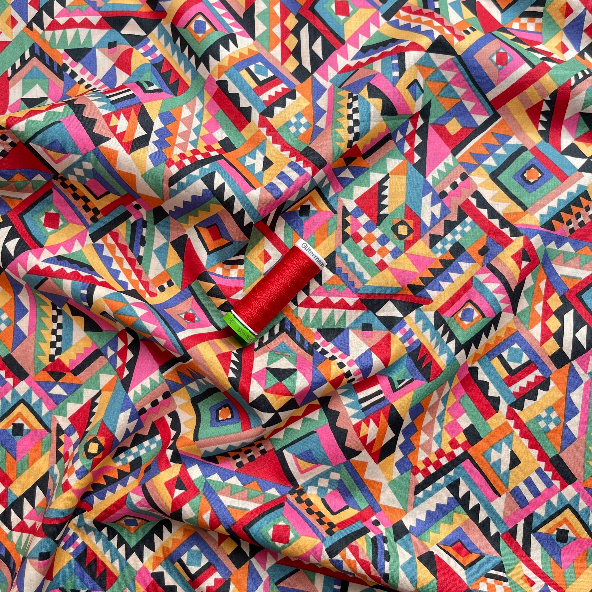 Rainbow Aztec Cotton Lawn Fabric