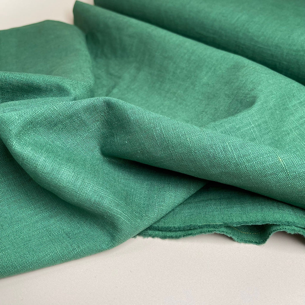 Breeze Grass Green - Enzyme Washed Pure Linen Fabric