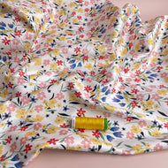 REMNANT 1.8 Metres - Ditsy Flowers on White Cotton Sateen Fabric