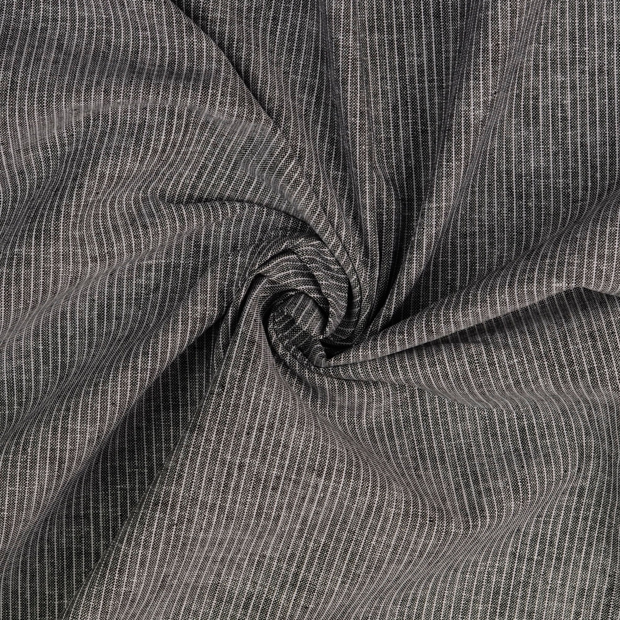 Fine Stripe Black Linen Cotton Fabric