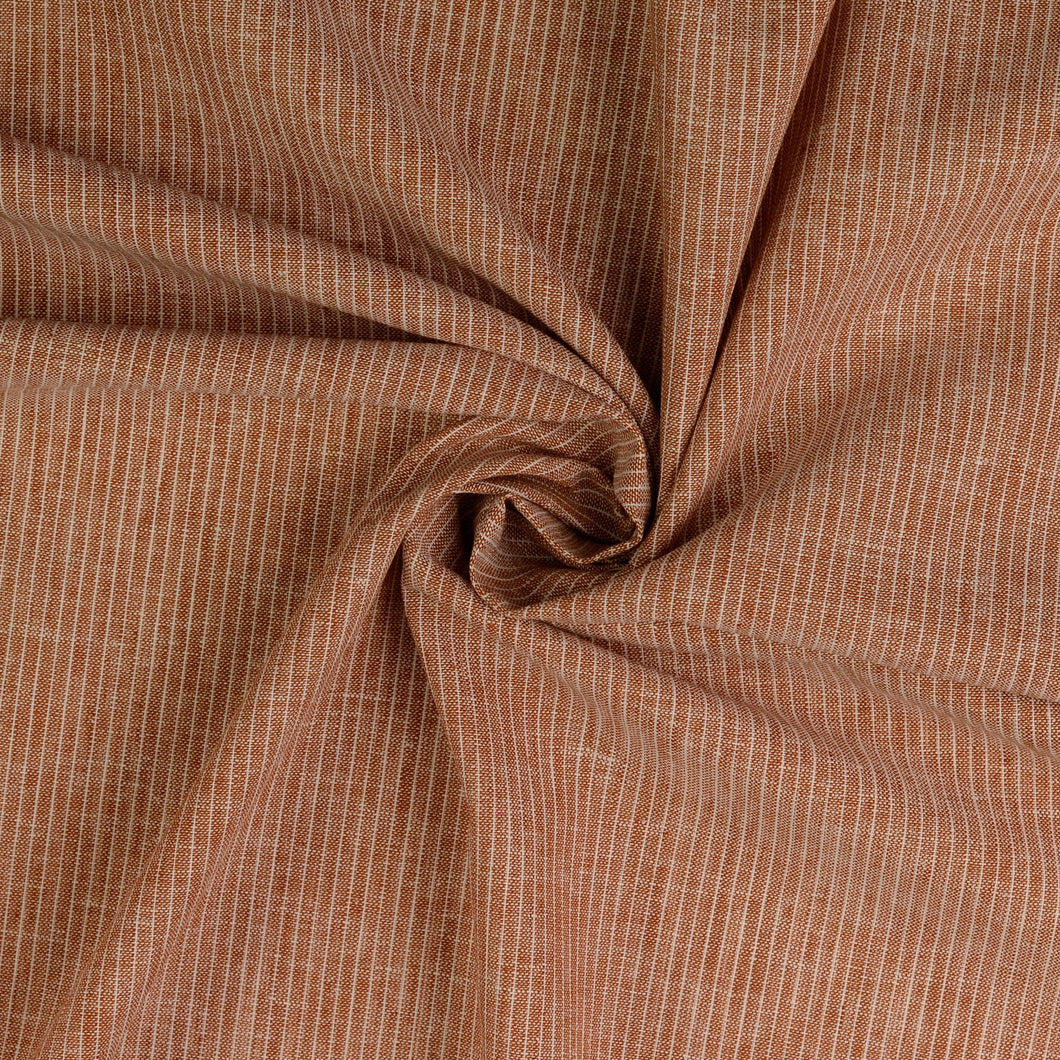 Fine Stripe Rust Linen Cotton Fabric