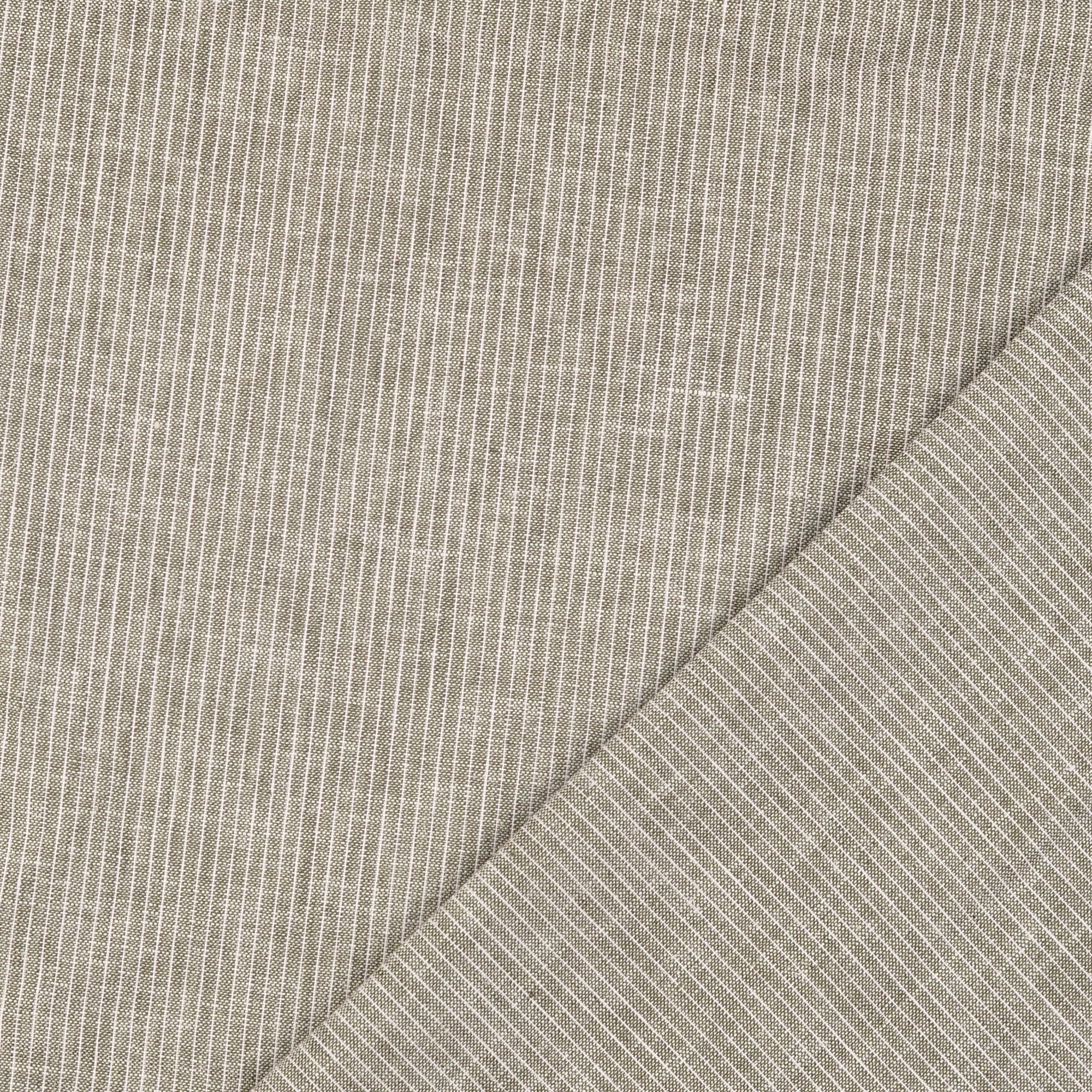 REMNANT 1.33 Metres - Fine Stripe Light Grey Linen Cotton Fabric