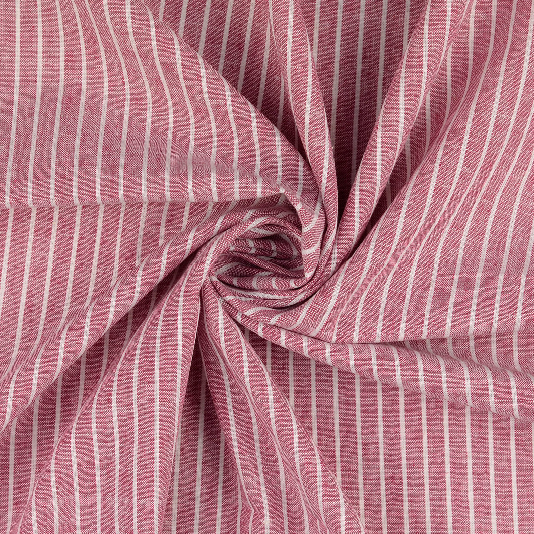 Stripe Red Linen Cotton Fabric