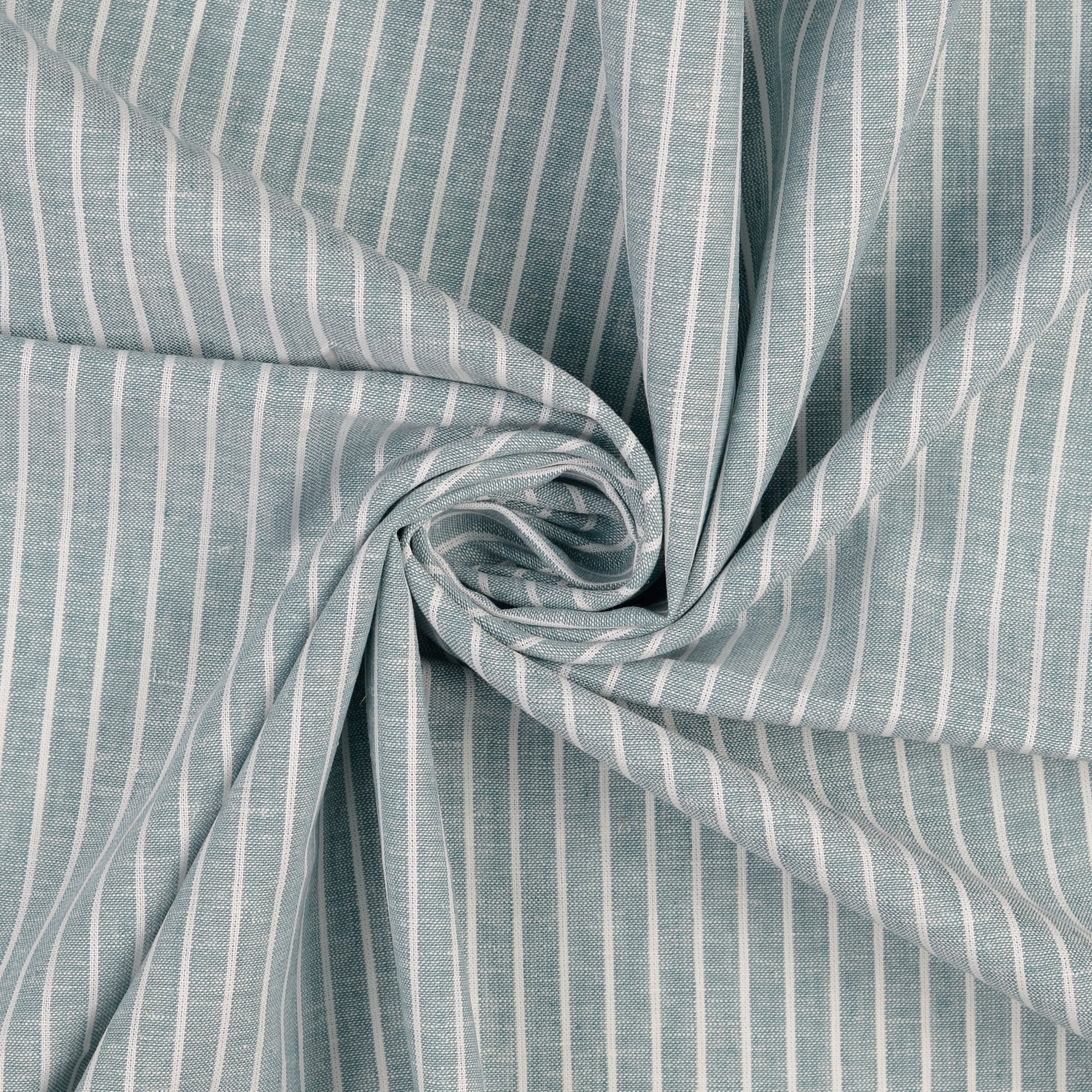 Stripe Sage Green Linen Cotton Fabric