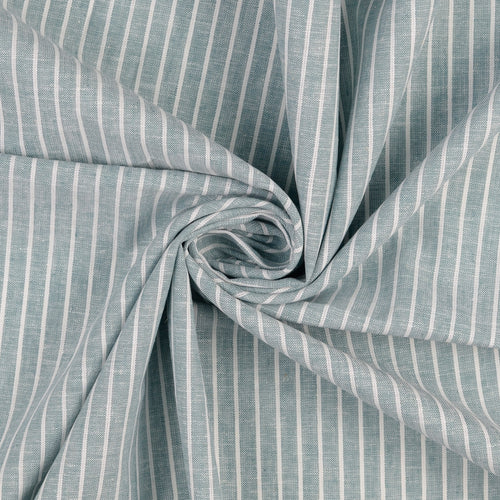 REMNANT 0.70 Metre - Stripe Sage Green Linen Cotton Fabric.