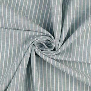 REMNANT 0.70 Metre - Stripe Sage Green Linen Cotton Fabric.