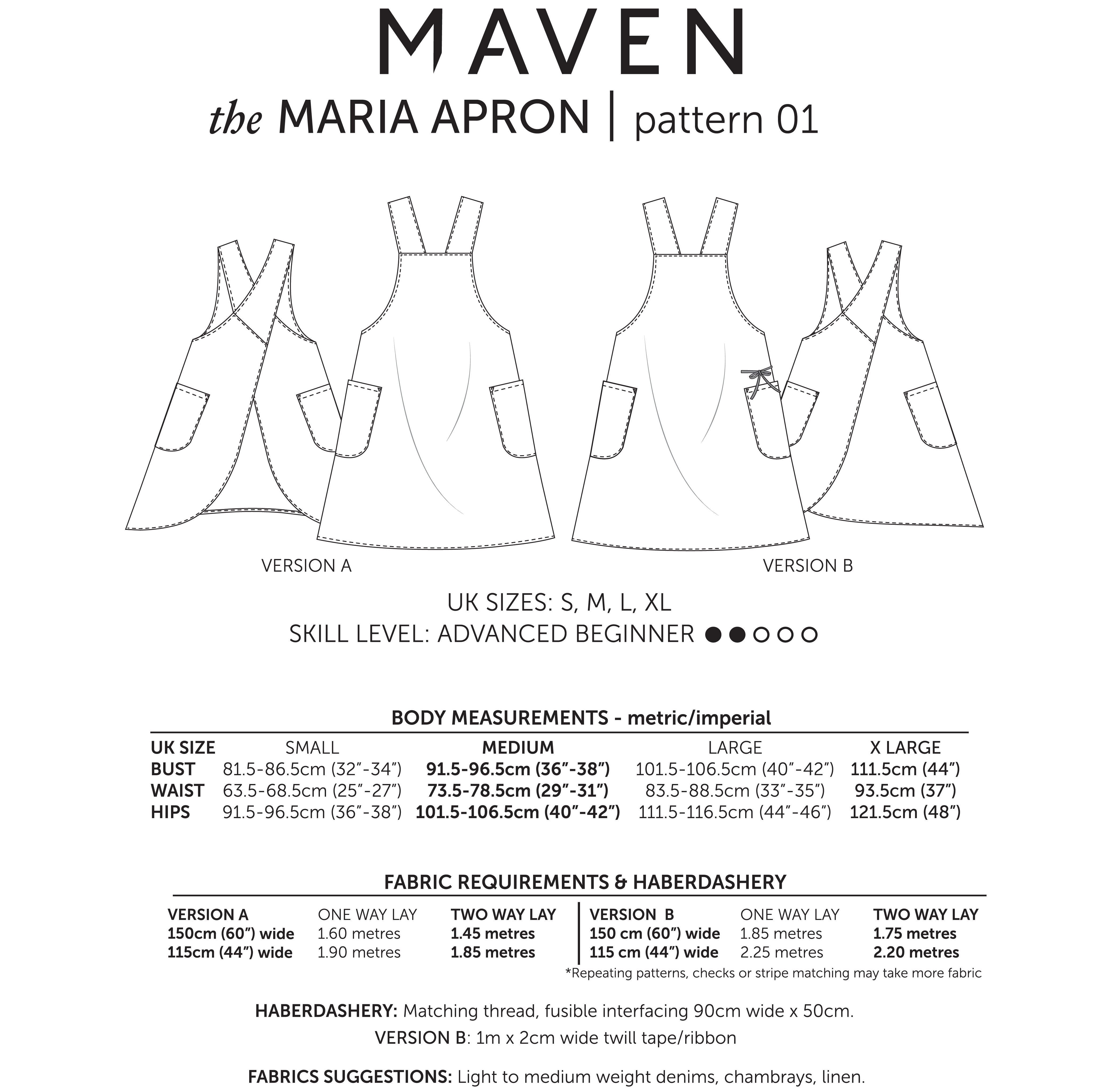 Maven Sewing Patterns - The Maria Wrap Apron