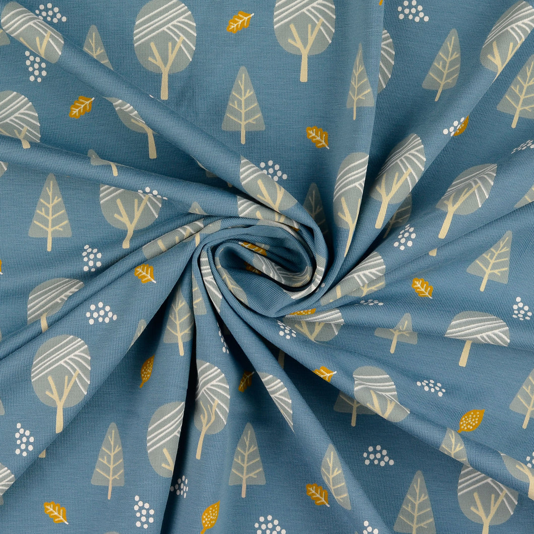 Forest Blue Cotton Jersey Fabric
