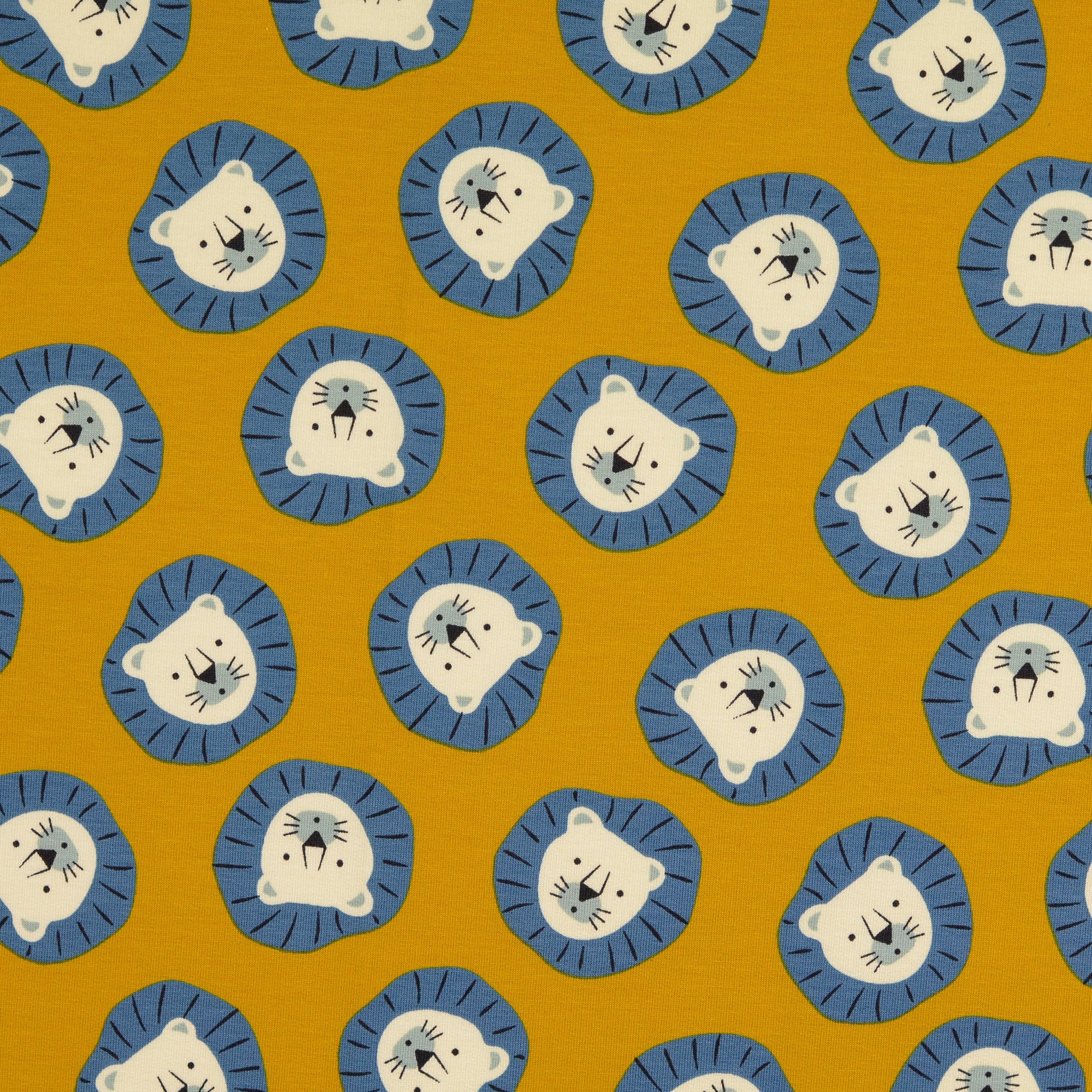 Lions Ochre Fleecy Cotton Sweat-Shirting Fabric