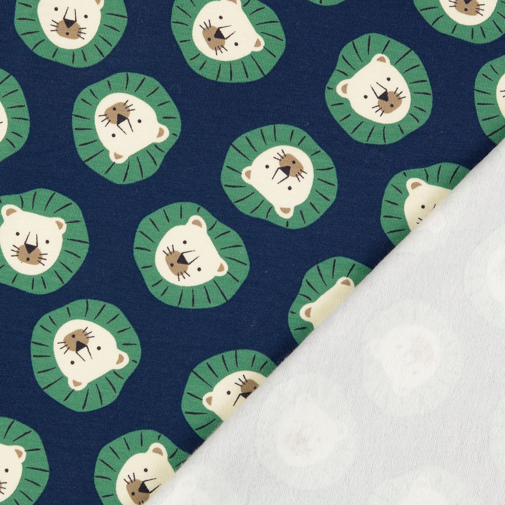 Lions Navy Fleecy Cotton Sweat-Shirting Fabric