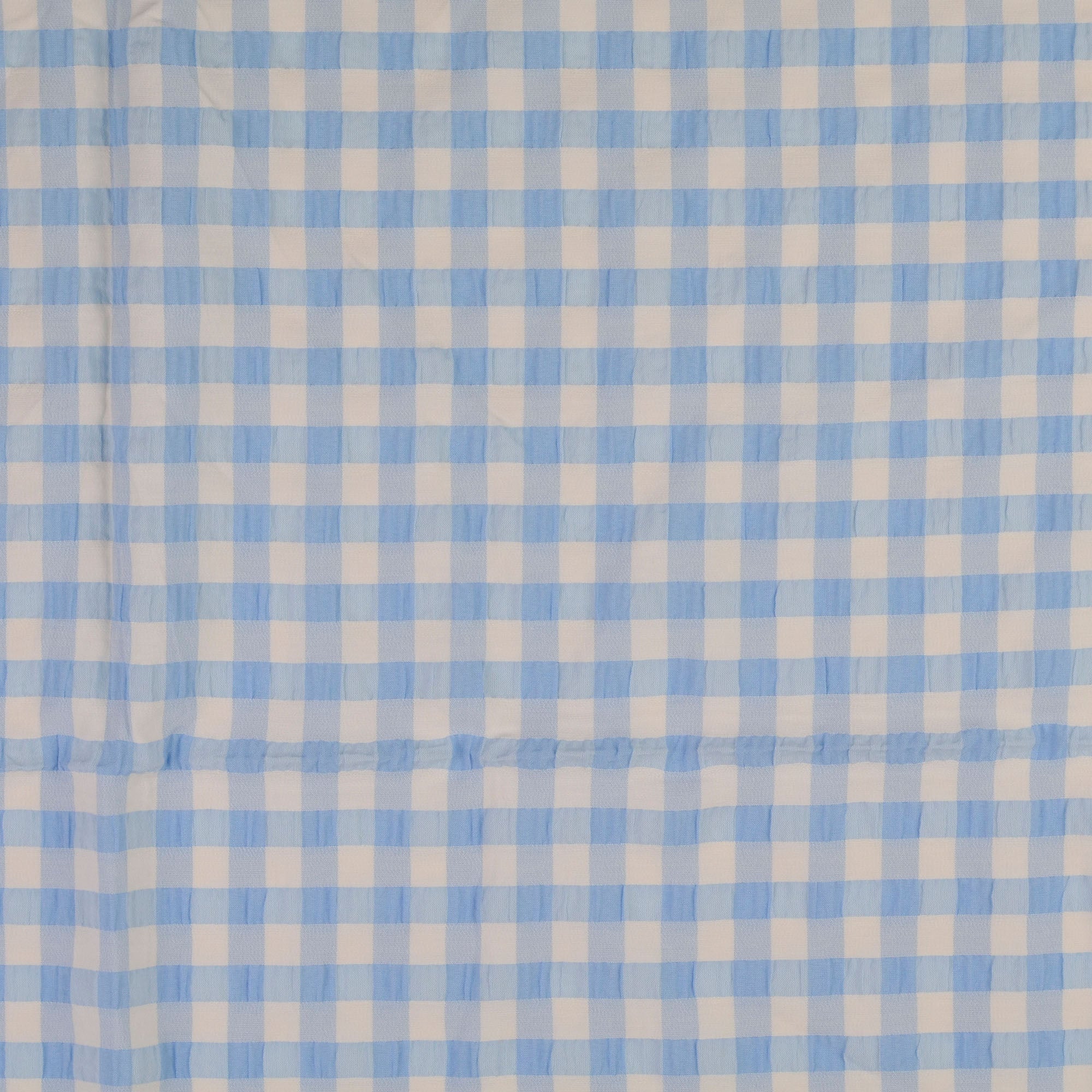 Sky Blue Gingham Viscose Seersucker Fabric