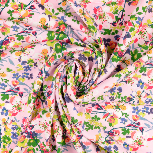 Wildflower Pink Viscose Poplin Fabric