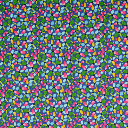 REMNANT 0.29 metre - Summer Petals Blue Cotton Jersey Fabric