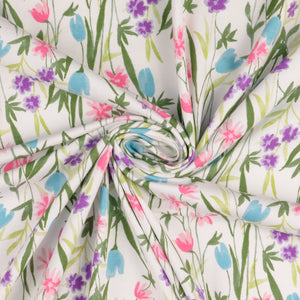 Meadow in White Cotton Jersey Fabric