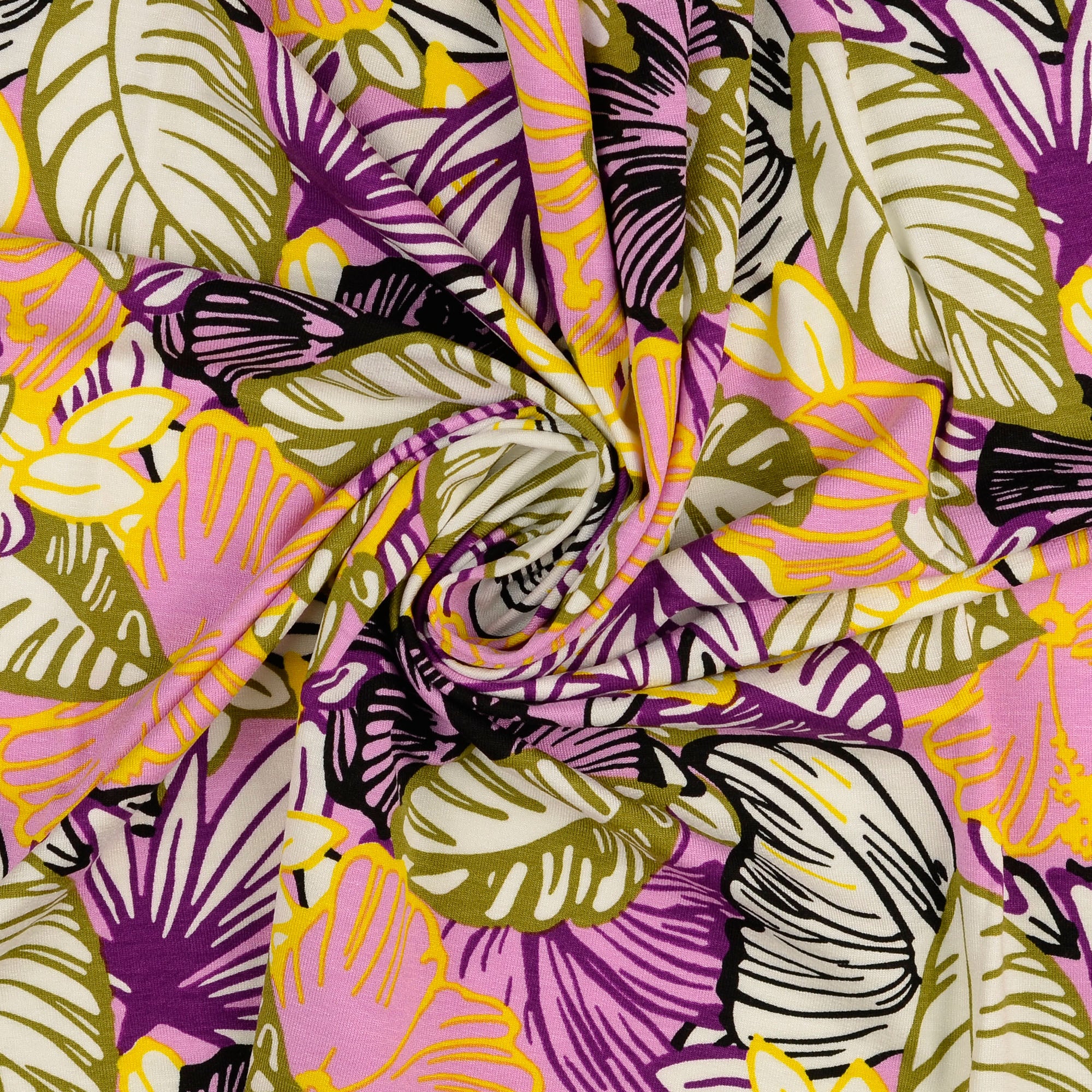 Foliage in Lilac Viscose Jersey Fabric